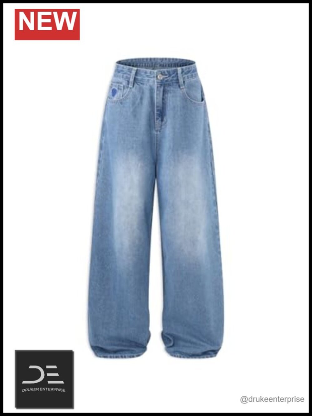 Womens Baggy High Waist Wide Leg Jeans Vintage Y2K Streetwear Washed Denim Pants